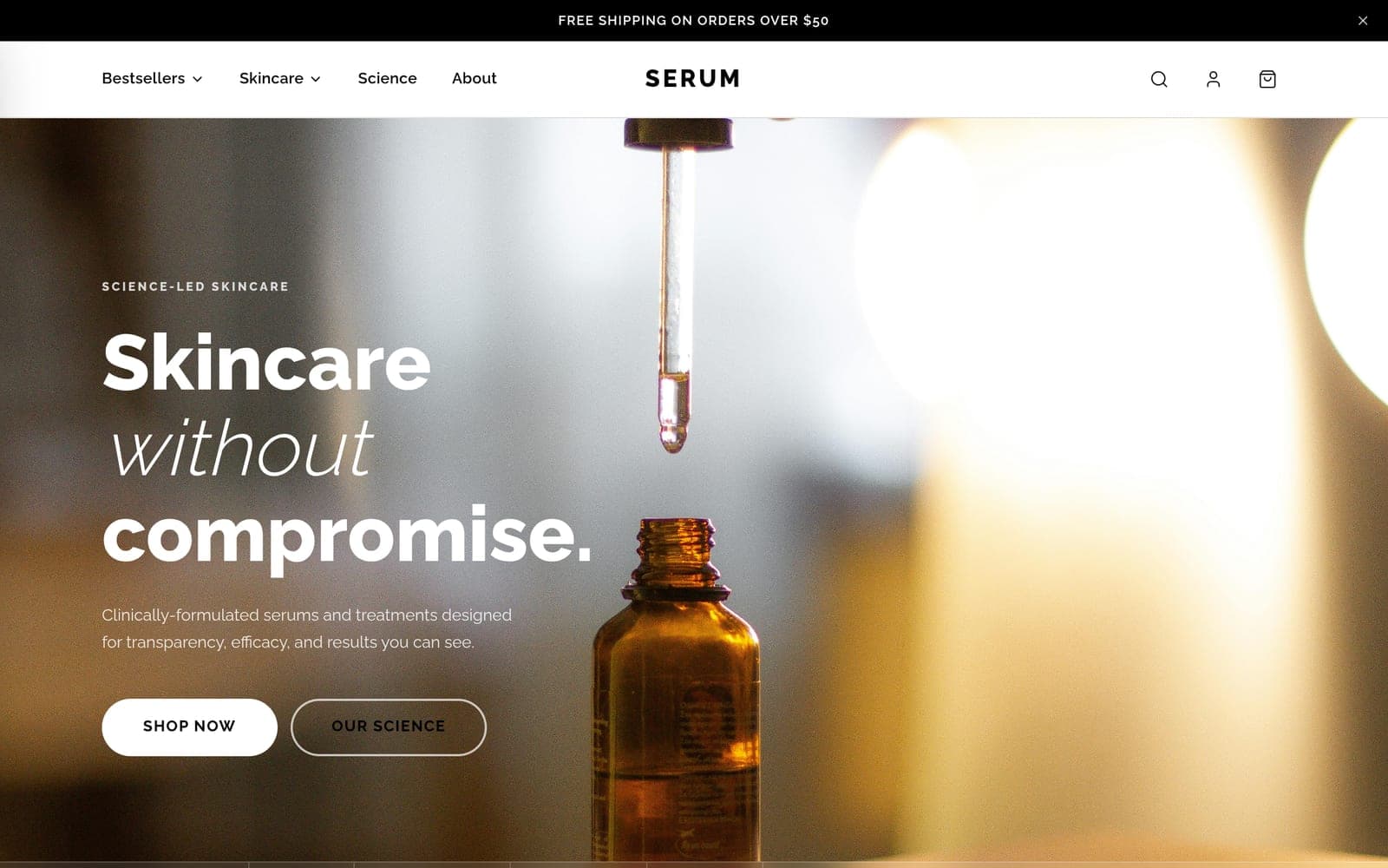 Serum Store — website screenshot